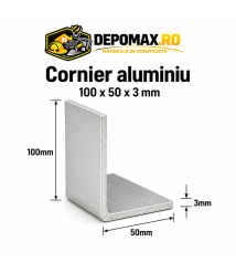 Cornier aluminiu 100 x 50 x 3 mm, 6 metri (EN AW-6060) Cornier aluminiu 100 x 50 x 3 mm, 6 metri (EN AW-6060)